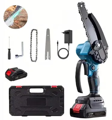 Image de Mini-tronçonneuse - Scie à élaguer maniable - Lame de 15 cm - Moteur sans balais - Sans fil 18 V - Rechargeable - 1 batterie