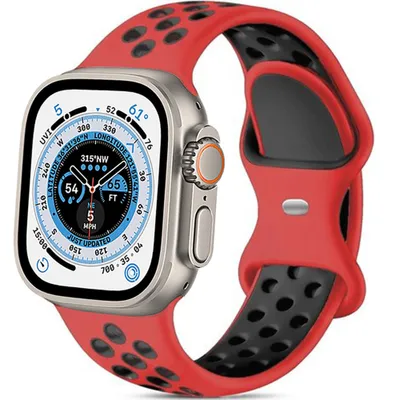 Produktbild von Strap-It Apple Watch Ultra Armband Sport (Rot/Schwarz)