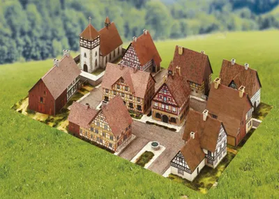 Obrázok produktu pre Schreiberov kartónový model dediny s hrázdenými domami N