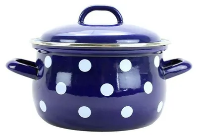 Zdjęcie produktu dla Belis/Sfinx, garnek emaliowany, biały z niebieskim akcentem, średnica 20 cm, pojemność 3,6 litra