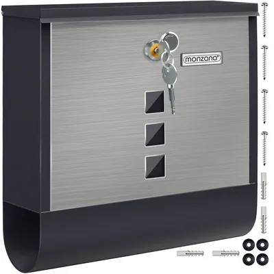 Immagine prodotto di MONZANA® Cassetta Postale da Esterno 31x10x34 cm 2 Chiavi Targhetta Nome Cassette Lettere Box Posta da Muro Post Box Buca Portalettere Portagiornale