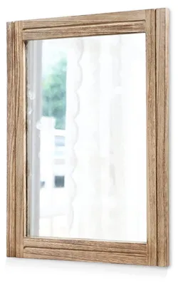 Obrázek produktu pro Zrcadlo na zeď, obdélníkové, s dřevěným rámem, rozměry 66 x 45,7 cm, rustikální styl, vhodné do ložnice, koupelny, dekorativní