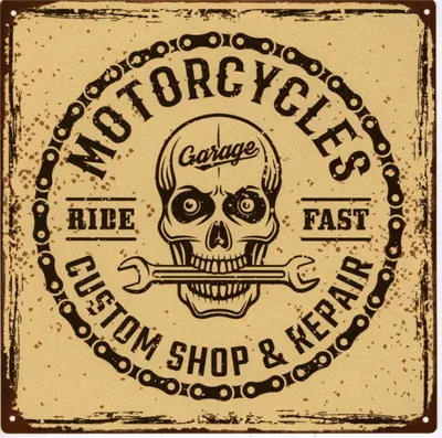 Produktbild von Moritz Deko Blechschild Motorrad Werkstatt Metallschild Retro Vintage-Design zur Dekoration Wanddekoration
