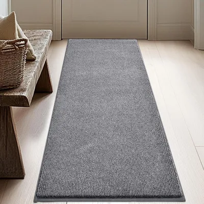 Image de Tapis de couloir lavable, 60 x 150 cm, tapis d'entrée intérieur, antidérapant, gris
