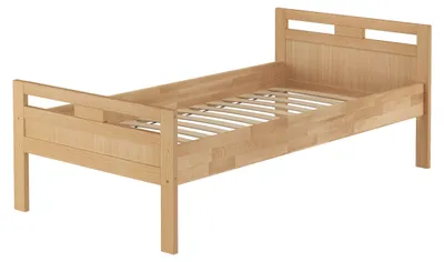 Produktbild von Massivholzbett Seniorenbett Buche natur 90x200 Einzelbett Hohes Bett Zubehör wählbar V-60.74-09 Federleisten