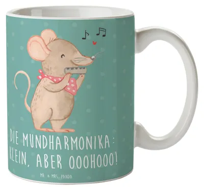 Produktbild von Mr. & Mrs. Panda Tasse Mundharmonika Ohooo - Meeresbrise - Geschenk, Folk, Lernen, Musik, Unterwegs, Kaffeebecher, Blues, Musikinstrument, Kaffeetasse, klein, Musiker