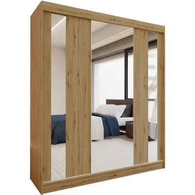Image de BEAUTYSOFA Armoire à portes coulissantes GAJA 180 cm - Armoire à tiroirs et miroir (Artisan)