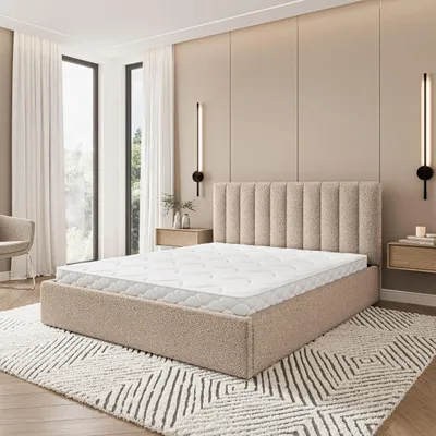 Produktbild von Masseno Polsterbett DEMERA Q 160x200 cm, Polsterbett mit Bettkästen - Beige, QUELLE 05