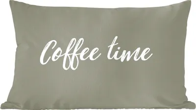 Produktbild von MuchoWow® Zierkissen Sofakissen Wohnzimmer Dekokissen 60x40 cm Kaffeezeit - Sprichwörter - Kaffee - Kopfkissen - Polster mit Foto