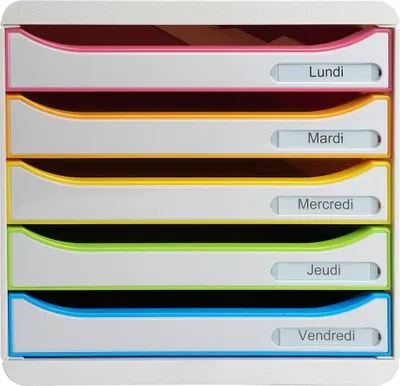 Image de Exacompta Module de classement Big Box Plus 5 tiroirs Blanc/arlequin 309913D