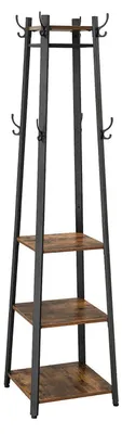 Immagine prodotto di Appendiabiti industriale in metallo/legno, colore marrone/nero, dimensioni 45 x 45 x 181 cm
