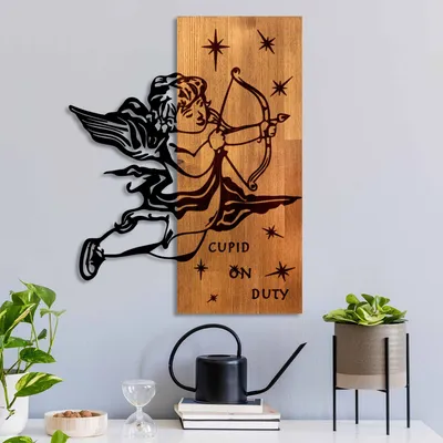 Zdjęcie produktu dla Wallity, Eros 02, dekoracyjny dodatek ścienny wykonany z drewna, orzech, 50% DREWNO / 50% METAL, 47 x 3 x 58 cm