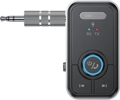 Image de Adaptateur audio Bluetooth 5.3 2-en-1 sans fil pour voiture, TV, casque et haut-parleurs - Noir - Compact - Prise jack 3,5 mm AUX