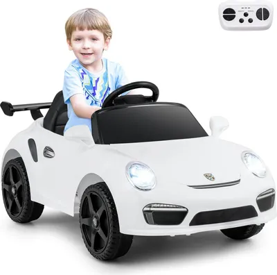 Produktbild von GOPLUS Kinder Elektroauto 12V, Porsche Kinderfahrzeug mit Musik, Hupe & Scheinwerfer, USB, Elektrofahrzeuge für Kinder ab 3 Jahre (Weiß)