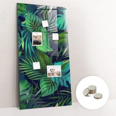 Obrázok produktu pre Magnetická tabuľa na stenu - Memo Tabuľa Sklenená - vrátane 5 magnetov - 60x120 cm - Exotické veľké listy