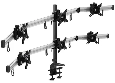 Zdjęcie produktu dla Regulowany ramienny uchwyt do monitora, kompatybilny z monitorami o przekątnej 15-27 cali, standard VESA 75/100, montaż na biurku