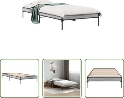 Produktbild von The Living Store Bettgestell Grau Sonoma 100x200 cm Holzwerkstoff und Metall