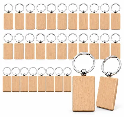 Produktbild von Schlüsselanhänger Holz 30 Stück, Runde Holzanhänger 4 cm, schlüsselanhänger kinder geschenke, Blanko DIY Rohlinge, Zum Bemalen, Beschriften & Gravieren