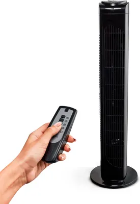 Produktbild von MEDION E10 TF Turmventilator mit Fernbedienung (3 leise Geschwindigkeitsstufen, 45 Watt Leistung, Timer, zuschaltbare Schwenkfunktion - Oszillation, MD10319) schwarz