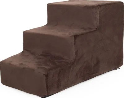 Produktbild von Hundetreppe Katzentreppe Haustiertreppe Aufstiegshilfe Plüschbezug 3 Stufen Braun Velvet