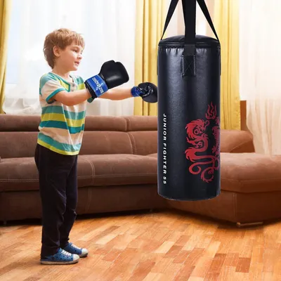 Immagine prodotto di Set di sacco da boxe da 10 kg con guantoni da boxe da 8 once, sacco da boxe per bambini