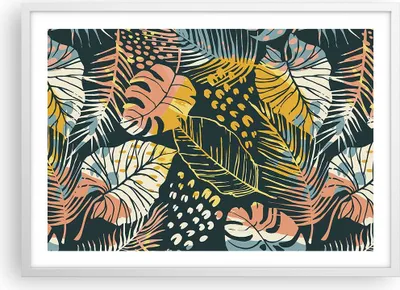 Produktbild von Gerahmtes Poster - Weißer Rahmen - Blätter modern bunt - 70x50 cm - Wand Bild - Wanddeko - Wandbilder - Kunstposter - Wandposter - Bilderrahmen - Bilder - Kunstdruck - Wanddekoration - P2WAA70x50-4630