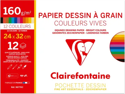 Produktbild von Clairefontaine 10x Zeichenpapier A4 Pack. 12 Bogen Farben Sortiert 96770C