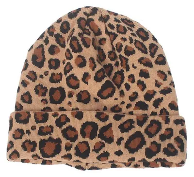 Immagine prodotto di Berretto da donna, caldo, lavorato a maglia, con motivo leopardato, taglia unica