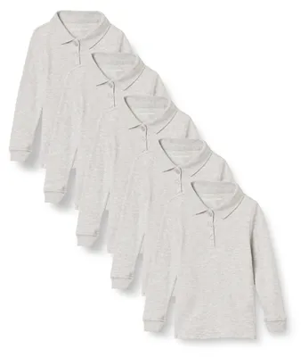 Immagine prodotto di A. Maglie polo a maniche lunghe in interlock da donna, confezione da 5, colore grigio melange