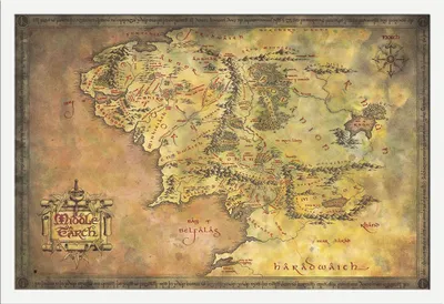 Produktbild von The Lord of the Rings - Middle of Earth - Poster Druck - Größe 91,5x61 cm MDF-Rahmen weiss