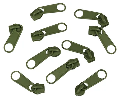 10 Reißverschluss Zipper für Endlosreißverschluss, 3mm, olivgrün