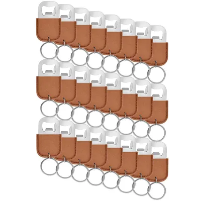 Produktbild von 24er-Set Edelstahl-Flaschenöffner mit Kunstleder-Schlüsselanhänger, Mini-Bottle Opener für Zuhause, Bar, Party & Outdoor, Kreatives Geschenk