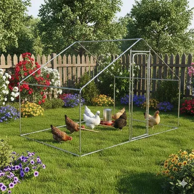 Produktbild von Freilaufgehege Freigehege Hühnerstall 3x4 m Gehege Hühnerkäfig Stall