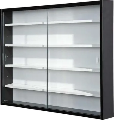 Obrázek produktu pro Závěsná vitrína - Nástěnná vitrína na sběratelské předměty - 1 kus - Černá/bílá - MDF - 80x60x9,5 cm