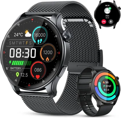 Produktbild von Smartwatch mit Telefonfunktion Bluetooth Anruf Armbanduhr uhr Wasserdicht Fitness tracker mit Herzfrequenz Schlafmonitor Schrittzähler Sportuhr