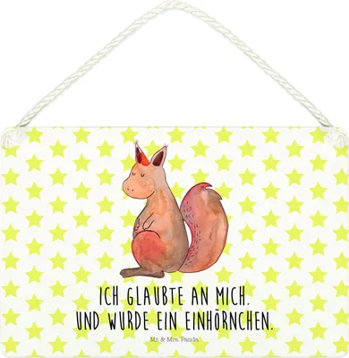 Produktbild von Mr. & Mrs. Panda Wandbild Holz Einhorn Glauben DIN A4 - Weiß - Geschenk, Wandschild, Türschild, Einhörner, holzbild, Einhörnchen, Eichhörnchen, wandtafel, Unicorn, Schild