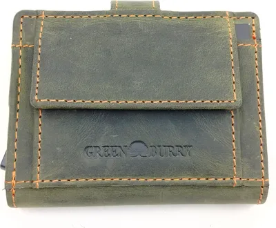 Produktbild von Greenburry Kartenbörse Leder Kreditkartenetui Vintage Minibörse Herren RFID bottle green