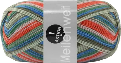 Zdjęcie produktu dla Lana Grossa MEILENWEIT 100 g AKTION! ponadczasowa 4-warstwowa wełna skarpetkowa 420 m kolor 3029 - niebieski/czarnozielony/różowy/rdzawy/zielony rezeda
