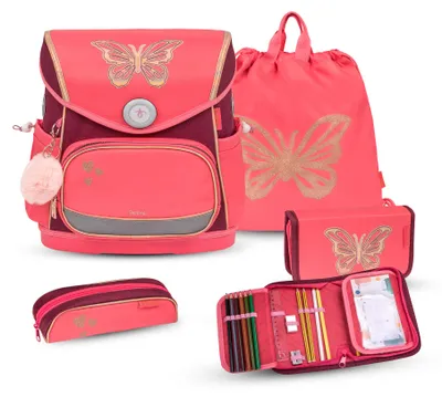 Produktbild von Belmil Compact Plus Premium Schulranzen Set 4-teilig "Coral"