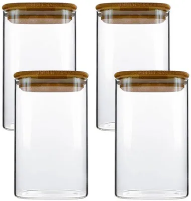 Productafbeelding van Set van 4 Luchtdichte Opslagpotten met Deksel, 1000 ml