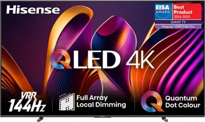 Zdjęcie produktu dla Hisense 100E7NQ PRO, 2,54 m (100"), 3840 x 2160 px, QLED, Smart TV, Wi-Fi, Czarny