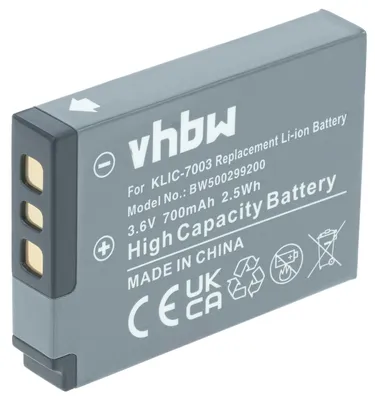 Produktbild von vhbw Akku Ersatz für Kodak Klic-7003 für Kamera (700 mAh, 3,6 V, Li-Ion)