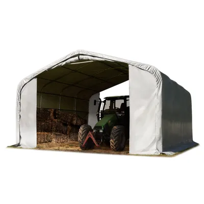 Produktbild von Weideunterstand 6x6 m PVC Plane 850N wetterfester Unterstand grau für Erduntergrund