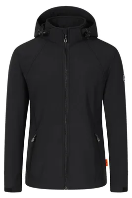 Produktbild von Blue Wave Damen Softshelljacke Maite mit abnehmbarer Kapuze - Jacke winddicht und atmungsaktiv in Schwarz Größe 56