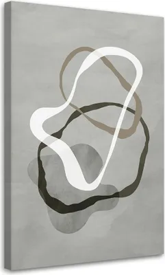 Produktbild von Leinwandbild Abstrakte graue Linien im Boho-Stil 60x90 Feeby Grau bild für die wand bereit zum aufhängen