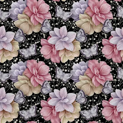 Produktbild von OUTDOOR DEKOSTOFFE OXFORD - Motiv Blumen und Schmetterlinge 2