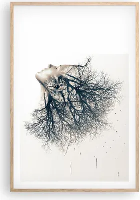 Produktbild von Gerahmtes Poster - Rahmen in heller Eiche - Mädchen Baum Grafik - 61x91,5 cm - Wand Bild - Wanddeko - Wandbilder - Wandposter - Bilderrahmen - Bilder - Kunstdruck - Wandbild - P2NPA61x91-4354