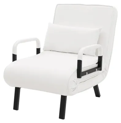 Zdjęcie produktu dla Fotel wypoczynkowy ML-Design z funkcją łóżka, fotel 3 w 1 z funkcją spania, składany fotel-łóżko, składany fotel, rozkładana sofa, materiał: chenille, kolor: biały