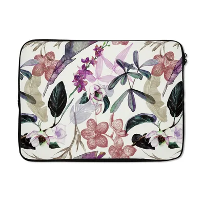 Produktbild von MuchoWow® Laptop Hülle 14 ZollDschungel - Blumen - Vintage - Muster Laptoptasche - Laptoptasche - Stoßsicher - Schutzhaube