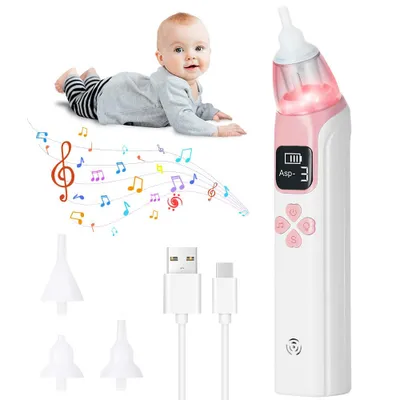 Produktbild von Nasensauger Baby Elektrisch, Tragbarer Nasensauger mit 4 Wiederverwendbaren Düsenspitzen, 3 SaugstäRken, Wiederaufladbar, Musikfunktion